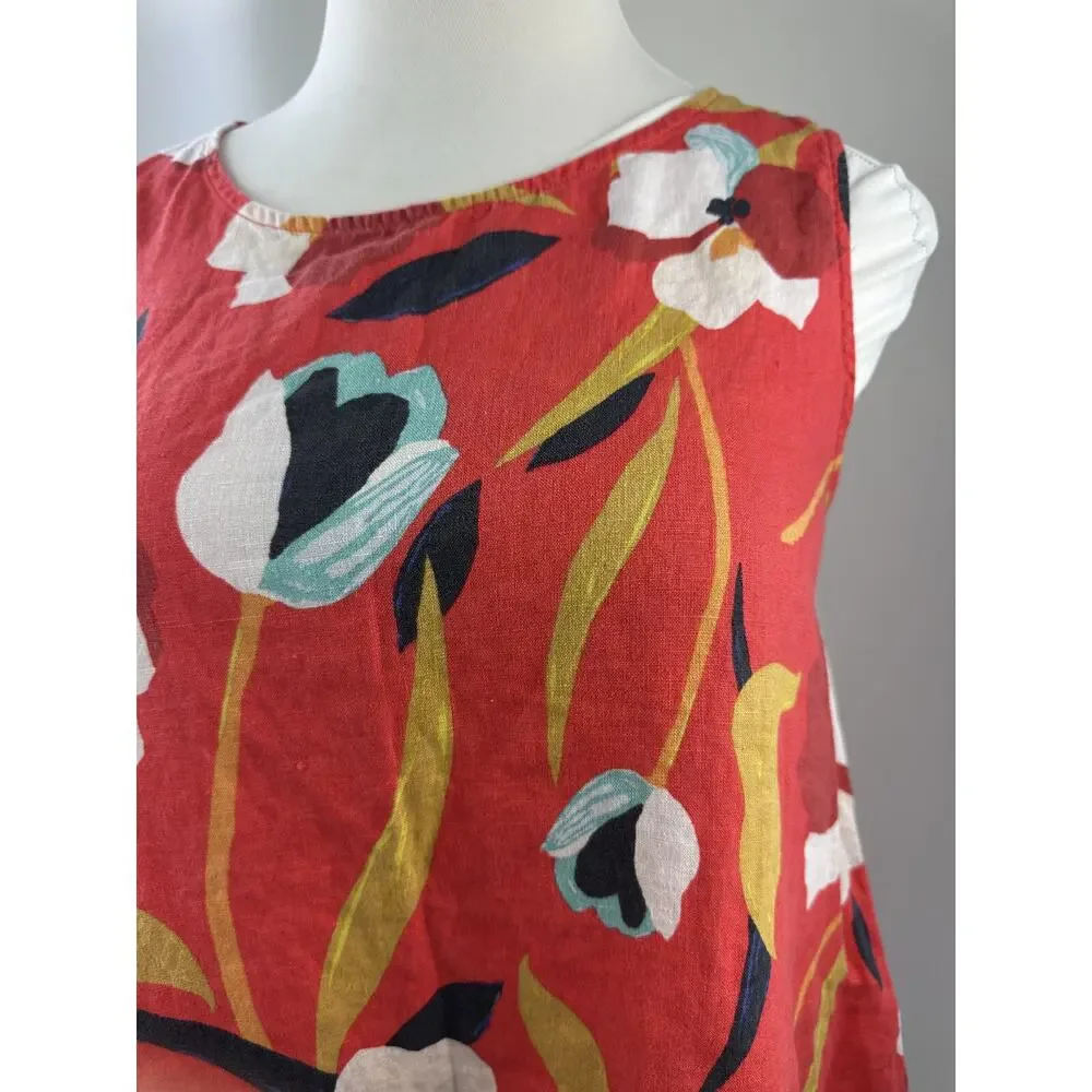 2 - 100% Linen Dresses Sigrid Olsen Nicole Miller Floral Tropical Vacation Large - Picture 5 of 16